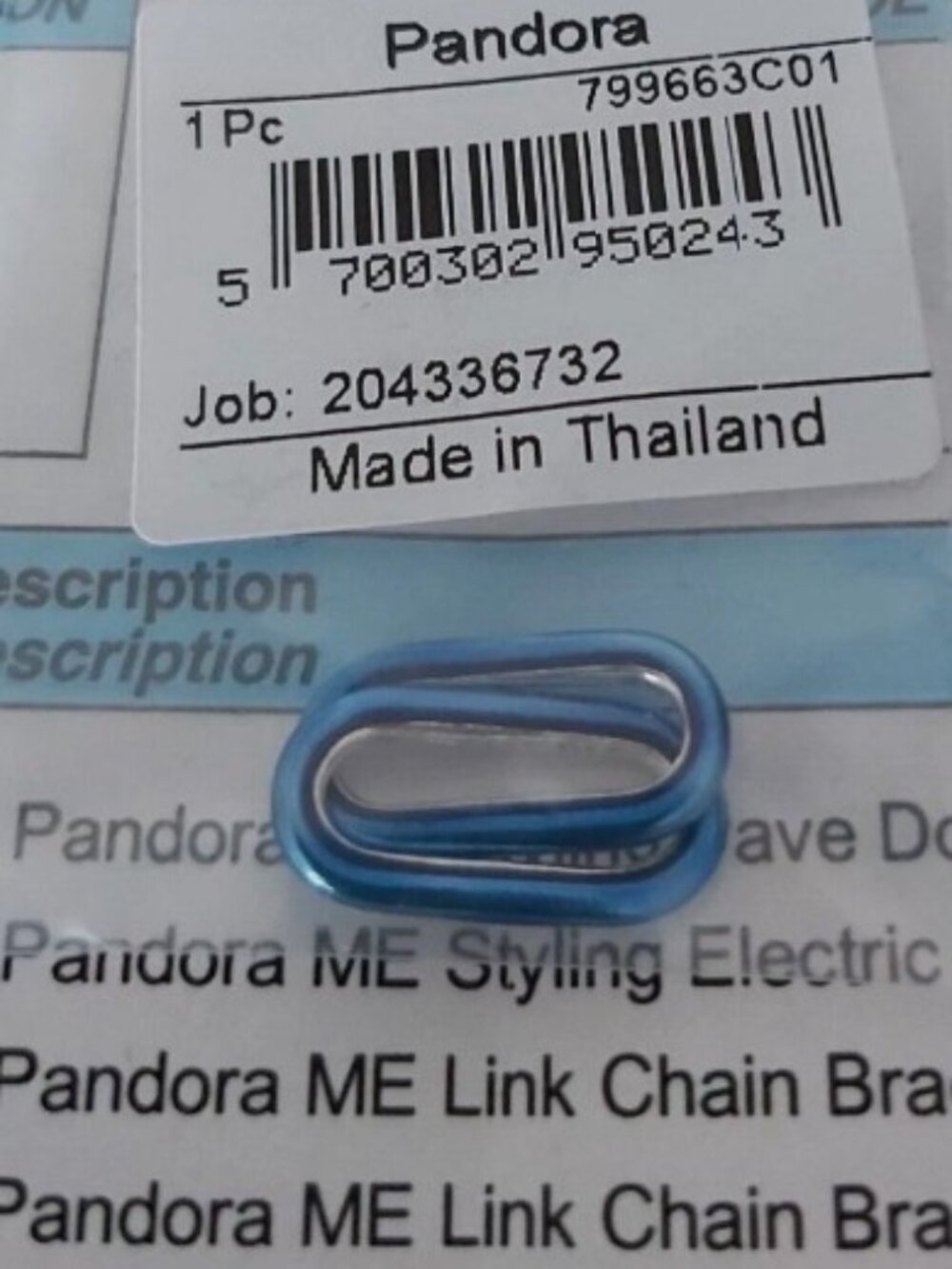 Authentic Pandora Sterling Silver ME Styling Electric Blue Double Link 799663C01